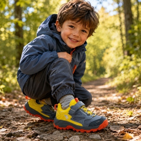 Joma Quito Jr Waterproof Szaro Żółte - buty trekkingowe dla dzieci