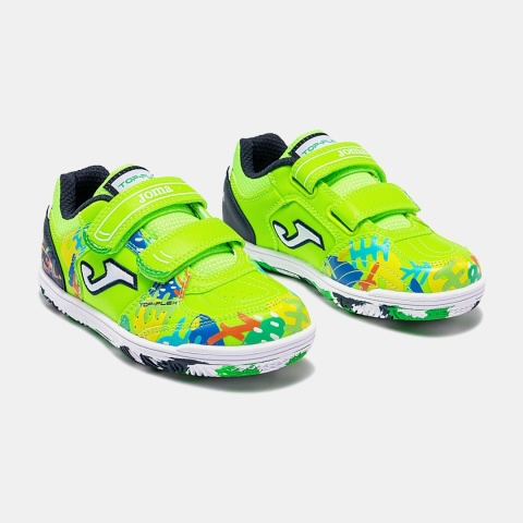 Buty halowe do piłki nożnej dla dzieci Joma Top Flex Jr zielone fluo